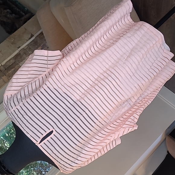 Talbots Peach Sheer Striped Blouse with Peach Lining and Keyhole Back - Picture 5 of 10